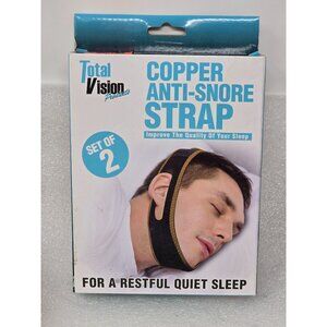 Copper Anti-Snore Strap Total Vision Set Of 2 Adjustable Fit Breathable